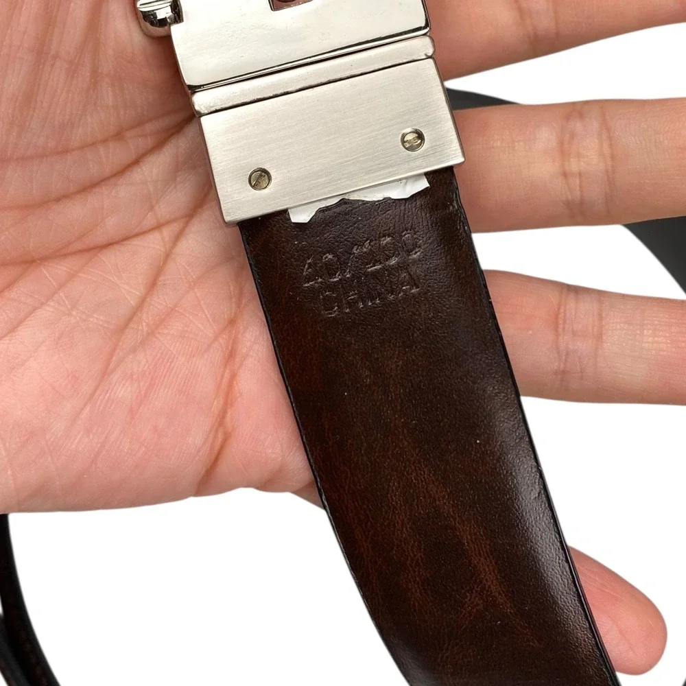 Tommy Hilfiger & Dockers Mens Reversible Leather Belt Bundle Black Brown Size 40